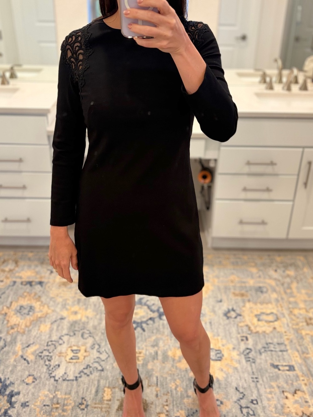 Cynthia Steffe Little Black Dress  with Lace Shoulder Detail